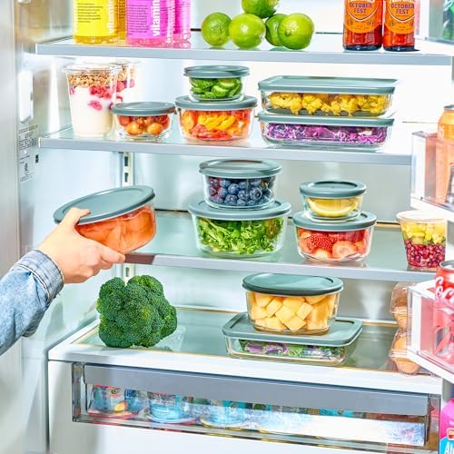 24pc Set Glass Food Storage Containers & Bowls with Airtight Lids - Leakproof BPA-Free Meal Prep Airtight Stackable Lunch Boxes, Kitchen Pantry & Storage Organizers - Microwave Freezer Dishwasher Safe - Image 3
