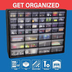 Akro-Mils 44-Drawer Plastic Storage Cabinet, 20"W x 6"D x 16"H, Black - Image 4