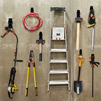Garage Hooks, 12 Pack Wall Storage Hanger with 2 Extension Cord Straps, Heavy Duty Tool Holder for Utilities Organization, Wall Mount Rack for Garden Lawn Tools, Ladders, Bike, Ski (Orange) - Image 6