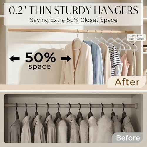 SMARTOR Plastic Hangers 50 Pack - Thin Clothes Hangers Heavy Duty | Durable, Lightweight, Space Saving, Slim Hangers Plastic, Dorm Room Essentials for College Students - White - Image 3
