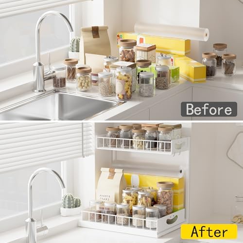 Under Sink Organizer with Pull-Out Drawers,Kitchen Sink Organizer,2 Tier Bathroom Organizers And Storage,Bathroom Accessories Set,White 2 Pack - Image 2