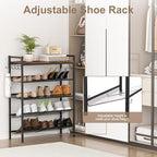 Refrze Shoe Rack for Entryway,5 Tier Height-Adjustable Metal Rustic Brown - Image 3