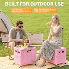 SUNALLY Folding Utility Cart Rolling Crate Handcart Shopping Trolley, Pink - Image 4