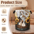 Highland Cow Laundry Hamper,Sunflower Butterflies Collapsible Laundry Baskets Waterproof Oxford Cloth With Handles,Clothes Storage Bucket Toy Organizer For Bathroom/Nursery/Bedroom 16" x 20.8" - Image 2