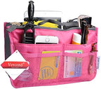Vercord Purse Organizer Insert for Handbags Bag Organizers Inside Tote Pocketbook Women Nurse Nylon 13 Pockets Rose Small - Image 2