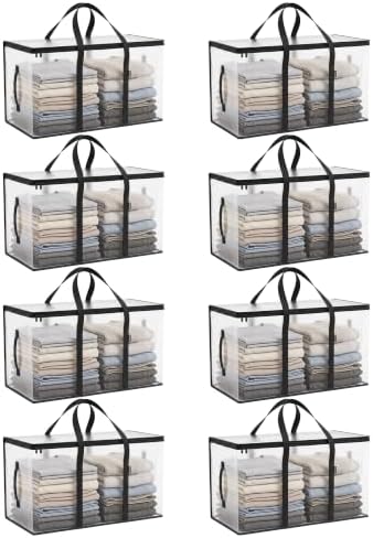 CONGREGATE Extra Large Heavy Duty Moving Bags 8 Pack Semi‑Transparent | Storage Bags with Zipper & Handles Waterproof Tote Bags for Clothes Packing Moving Dorm Home Closet Quilt & Clothing Storage - Image 2