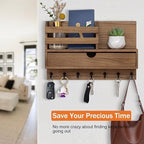 dreampossible Key and Mail Holder for Wall, Mail Organizer Wall Mount with 7 Hooks and Storage Drawer, Wooden Key Rack Hanger with Shelf for Entryway and Home Decor - Image 6