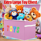 YOLOXO Toy Box Chest, Collapsible Sturdy Storage Bins with Lids, Extra Large Kids Toy Storage Organizer Boxes Bins Baskets for Kids, Boys, Girls, Nursery Room, Playroom, Closet (Classical Pink) - Image 4