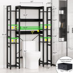 Besiost Over The Toilet Storage, 11 Tier Bathroom Organizer with Dual Side Racks and 2 Fabric Drawers, Adjustable Freestanding Rack Space Saver for Small Spaces, Black - Image 3