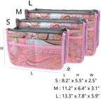 Vercord Purse Organizer Insert for Handbags Bag Organizers Inside Tote Pocketbook Women Nurse Nylon 13 Pockets Pink Flowers Medium - Image 3