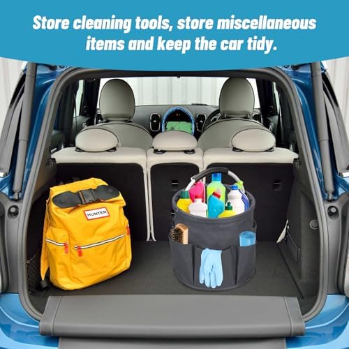 Qivine 17L Cleaning Caddy with Handle, Cleaning Supplies Organizer, Gray - Image 5