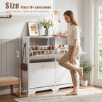 Nicetree Shoe Cabinet, 4 Flip Drawers Slim White Entryway Storage - Image 2