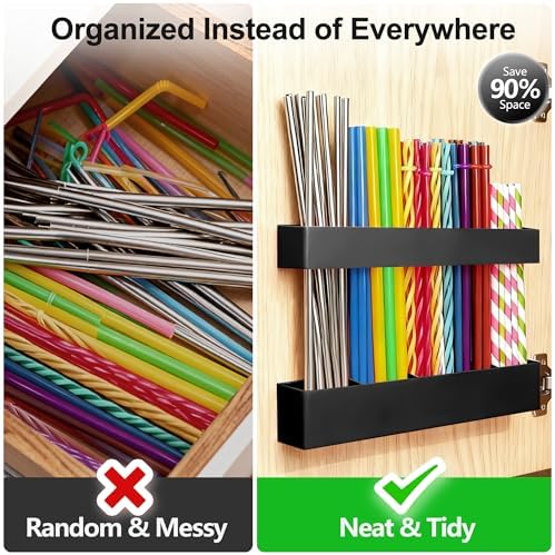 9.5” Large Acrylic Straw Holder for Cabinet Door, Adjustable Two-Part - Image 5