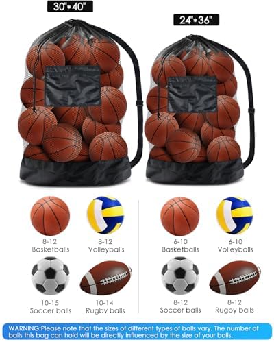 BROTOU Extra Large Mesh Ball Bag, Drawstring Socce Bag for Coach - Image 2