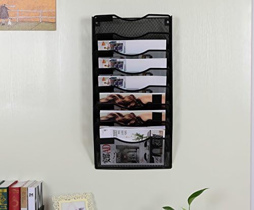 EasyPAG 8 Pocket Mesh Wall File Organizer, Hanging Paper Folder Holder with Classify Label, Vertical Wall Mount Mail Organizer for Office Home Classroom, Black - Image 6
