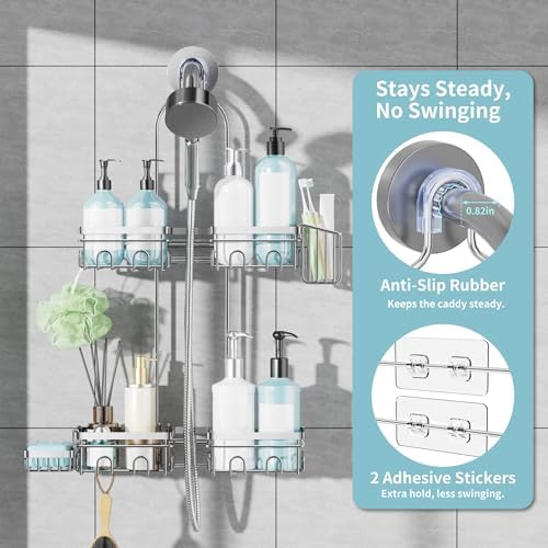KEGII Hanging Shower Caddy for Handheld Showerheads, Silver - Image 2