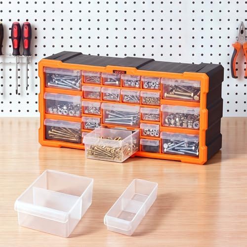 VEVOR 22-Drawer Storage Organizer, Plastic, Drawer Storage Cabinet for Garage Organization, Stackable Small Parts Organizer, Wall-Mounted Toolbox, for Hardware, Beads, Screws, Crafts, Building Bricks - Image 2