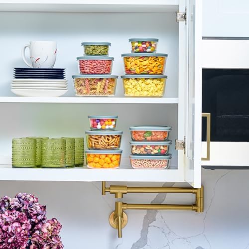 24pc Set Glass Food Storage Containers & Bowls with Airtight Lids - Leakproof BPA-Free Meal Prep Airtight Stackable Lunch Boxes, Kitchen Pantry & Storage Organizers - Microwave Freezer Dishwasher Safe - Image 7
