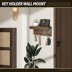 Rebee Vision Small Key Holder Wall Mount with 4 Hooks for Entryway, Brown - Image 2