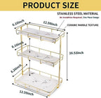 Bathroom Organizer Countertop Perfume Organizer Makeup Organizer Cosmetics Storage Display Rack Vanity Tray Dresser Stainless Steel Gold Shelf White Marble Ceramic Tray - Image 5