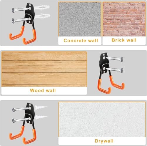 28 Pack Steel Heavy Duty Garage Hooks Storage Hooks with Anti-Slip Coating, Utility Garage Wall Mount Hanger and Organizer for Bikes, Ladder, Rope, Broom, Shovel and Garden Power Tools (28, Orange) - Image 6