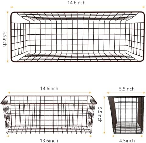 Kinlink 2 Sets Brown Extra Large Hanging Wall Basket with Steel Hooks - Image 2