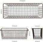 Kinlink 2 Sets Brown Extra Large Hanging Wall Basket with Steel Hooks - Image 2