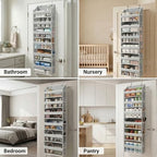 HOMELUX THEORY Over the Door Organizer, 6-Tier, 100D Fabric, Light Gray 2pc | Over the door shoe organizer, 50 lbs capacity, 12 side mesh pockets, 100D extra thick fabric, Closet & entryway storage - Image 5