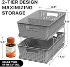 Simple Houseware 2 Tier Pull-Out Sliding Drawer Under Sink Storage, Gray - Image 2