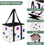 Trunk Organizer Collapsible Car Organizer with Handle Car Storage Box Bin for Groceries SUV Utility Tote Bag Portable Vehicle Container White Star Planet Comet Rainbow - Image 3