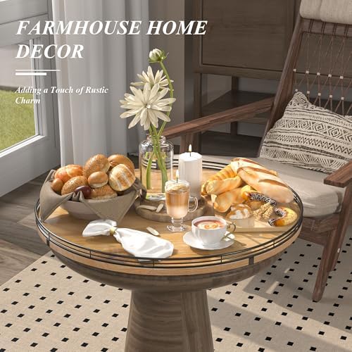 AMH 21-Inch Extra Large Farmhouse Oak Lazy Susan Organizer - Image 5