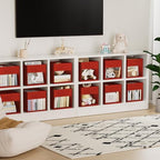 DIMJ Storage Cubes, Cube Storage Bin, 6 Pack Foldable Baskets with Window, Closet Storage Bins with Handle, 11x 11 inch Storage Cubes for Clothes, Toys, Books (Red) - Image 5