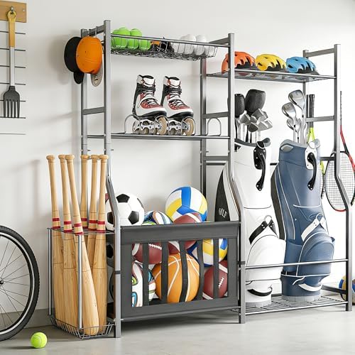 TORACK Golf Bags Stand with Ball Storage, Large Capacity Garage Sports Equipment Organizer - Image 2