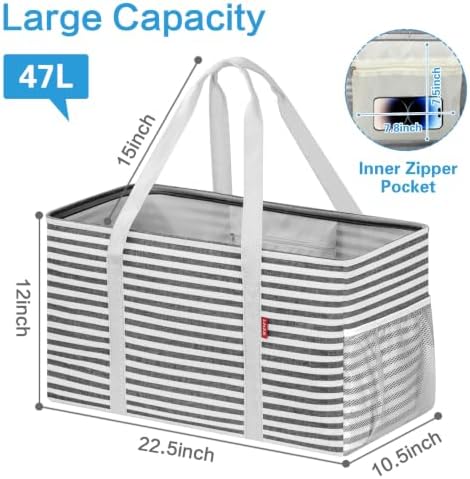 LHZ.K Extra Large Utility Tote Bag, Standing Reusable Grocery Bags, 2 Pack - Image 5