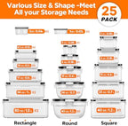 50 PCS Food Storage Containers with Lids BPA-Free (25 Containers & 25 Lids) - Image 2