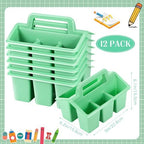 WILLBOND 12 Pcs Classroom Storage Caddies Stackable Utility Caddy, Green - Image 3