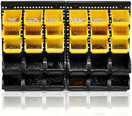 MULSAME Wall Mounted Storage Bins Parts Rack 4 Colors Bin Organizer Garage Plastic Shop Tool, Garage Organizers and Storage (Style-Volt) 25.2"*16.2" - Image 7