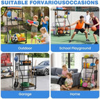 Sports Equipment Organizer,3-Tier Rolling Ball Storage with Wheels - Image 3
