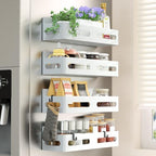 Sevenblue 4-Pack Magnetic Spice Rack for Refrigerator with Hooks, White by Sevenblue