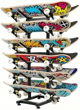 BiJun Skateboard Racks Floor Stand, 6-Layer Skateboard Holder,Snowboard Storage Rack, Skateboard Organizer Floor Stand for Deck, Longboard, Snowboard, Standard Skateboards, Mini Cruiser Skateboard by BiJun