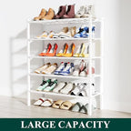 Smiry Bamboo Shoe Rack, 12 Vertical Slats, 5 Tier - 26.8" Wide, White - Image 5