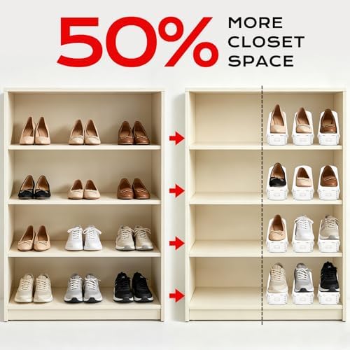 20pcs, Shoe Slots Organizer, Shoe Stacker, Shoe Organizers, Shoe Stackers, White, Double-Layer Wardrobe Stand, Adjustable in Four Layers, Organizer, Organizer, Organizer, Storage - Image 6