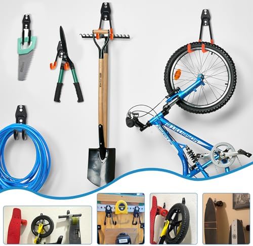GeeWatom Garage Storage Utility Hooks，Garage Garden Tool Organizer，Steel Wall Mount Hooks, Large Garden U Hooks （2 Pack） - Image 4