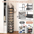 LANTEFUL Tall Narrow Shoe Rack for Entryway, 10-Tier Sturdy Metal Shoe Shelf Storage 10-15 Pairs of Shoes and Boots, Space Saving Corner Shoe Rack Organizer for Closet,Doorway,Garage,Living Room - Image 6
