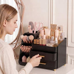Large Capacity Makeup Organizer Countertop with Makeup Brush Holder for Vanity, Thickened Material, Bathroom Countertop Organizer Skin Care Perfumes Storage, Teen Girl Gifts for 12-23 Year - Image 3