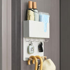 Magnetic Key Holder & Umbrella Holder for Wall, Multi-Functional Entryway Shelf for Tissues. Sturdy Hooks for Keys, Bags. Space Saving Organizer for Apartment, Dorm Room (White) by ADEVZO