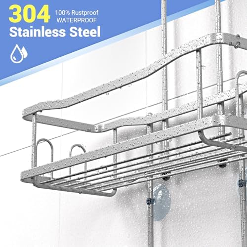 Hanging Shower Caddy Over Shower Head - No Drill Rustproof Shower Rack - Image 3