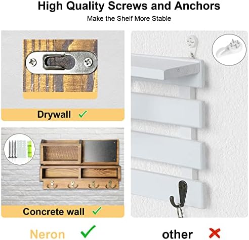 Key Holder for Wall, Mail Organizer Wall Mount with Key Hooks and Wallet Holder, Sunglasses Storage and Dog Leash Hanger, Decorative with 4 Double Hooks and Chalkboard - Image 4