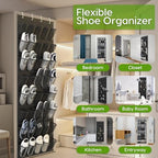 Over the Door Shoe Organizer with 40 Large Breathable Mesh Pockets, Space Saving Shoe Holder, Hanging Shoe Rack for Entryway Bedroom Closet Storage (Black, 80 Pockets) - Image 3