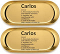 Pawpy Mate Carlos Catchall Tray, Stainless Steel, Oval, Gold, 7x3 Inch, Set of 2, Vanity and Decorative Tray, Rust Resistant, Stackable, Modern, Polished Finish, Jewelry Dish and Entryway Organizer by Unknown
